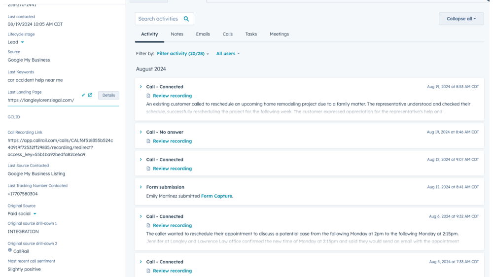 CallRail HubSpot Integration