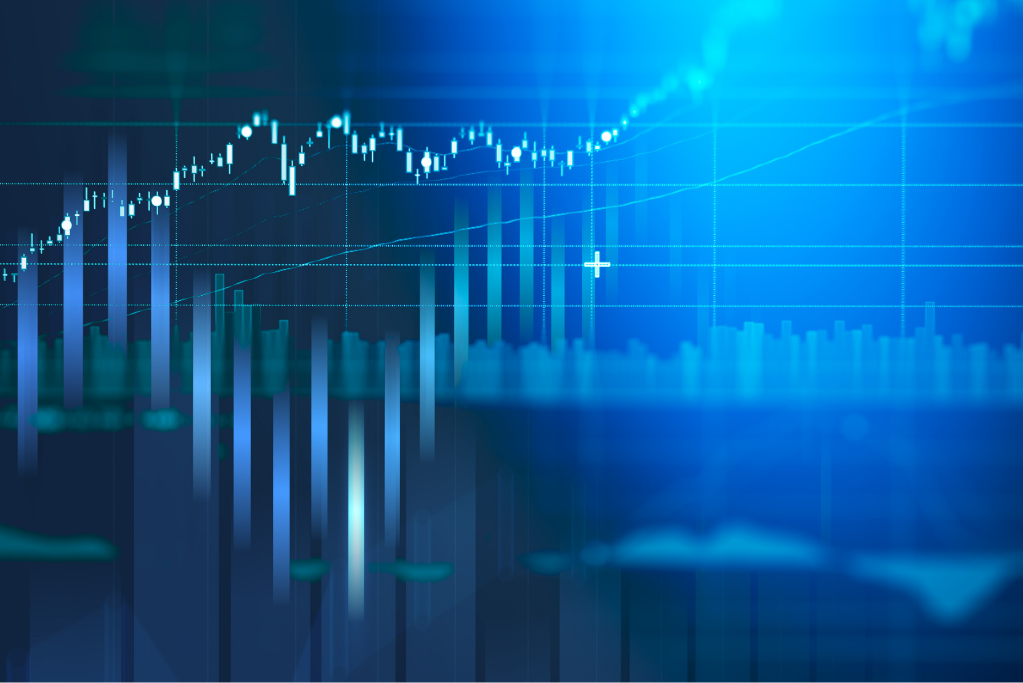 Business candlestick graph chart of stock market investment trading