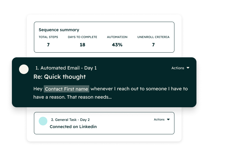Sales Hub - Sequence summary